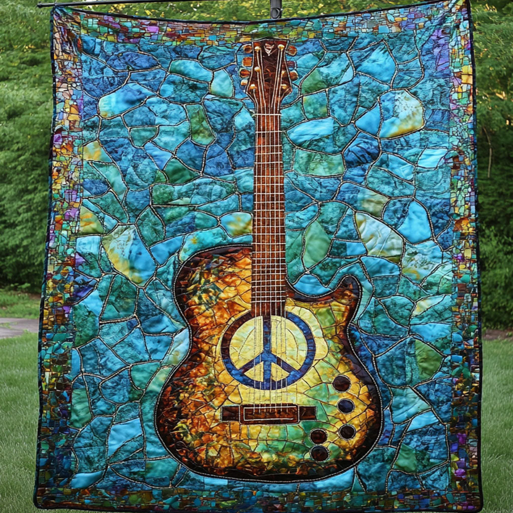 Mosaic Guitar Quilted Blanket