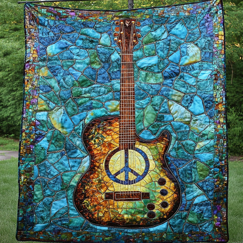 Mosaic Guitar Quilted Blanket