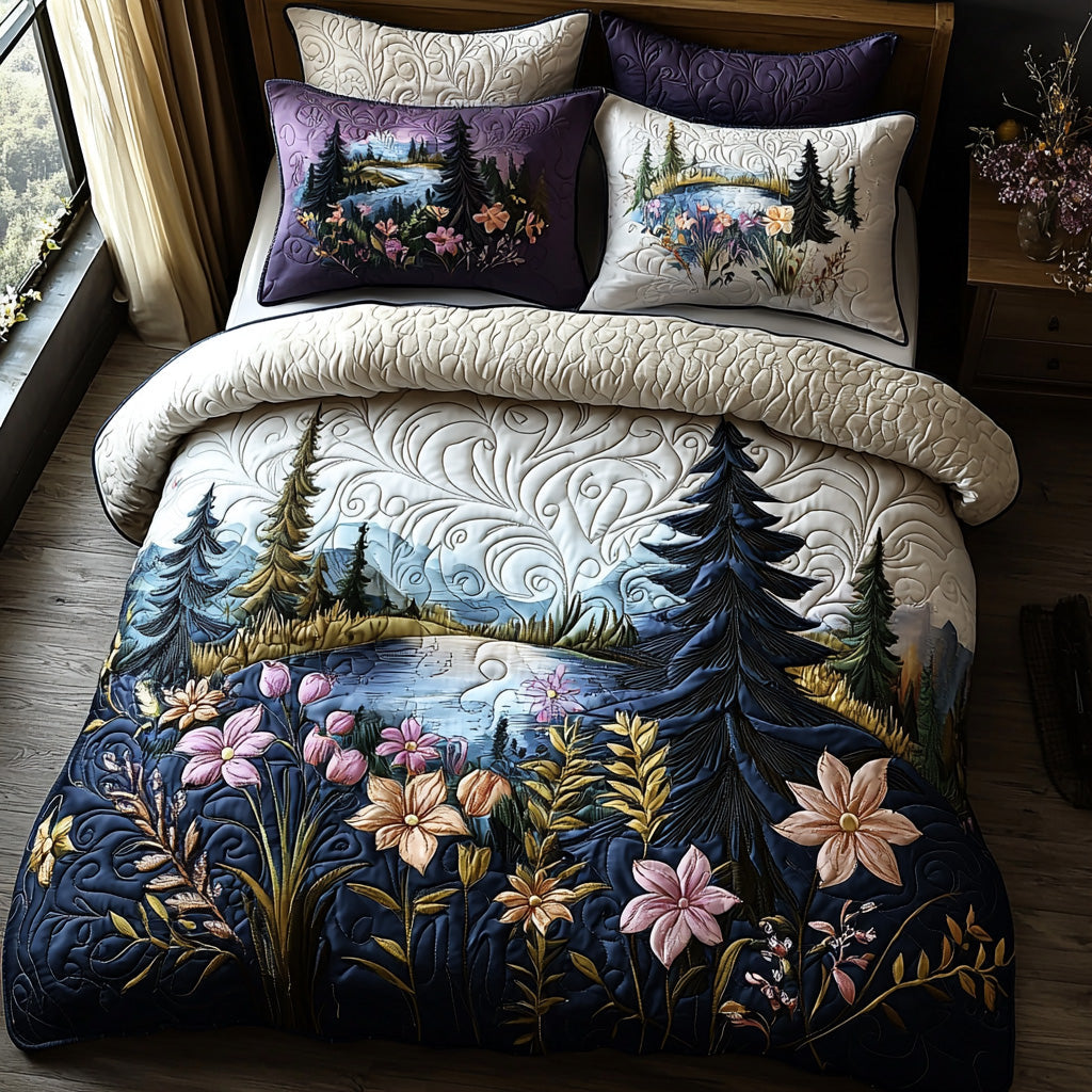 Mosslight 3-Piece Quilted Bedding Set
