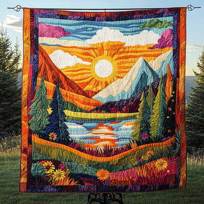 Mountain Glow Quilted Blanket