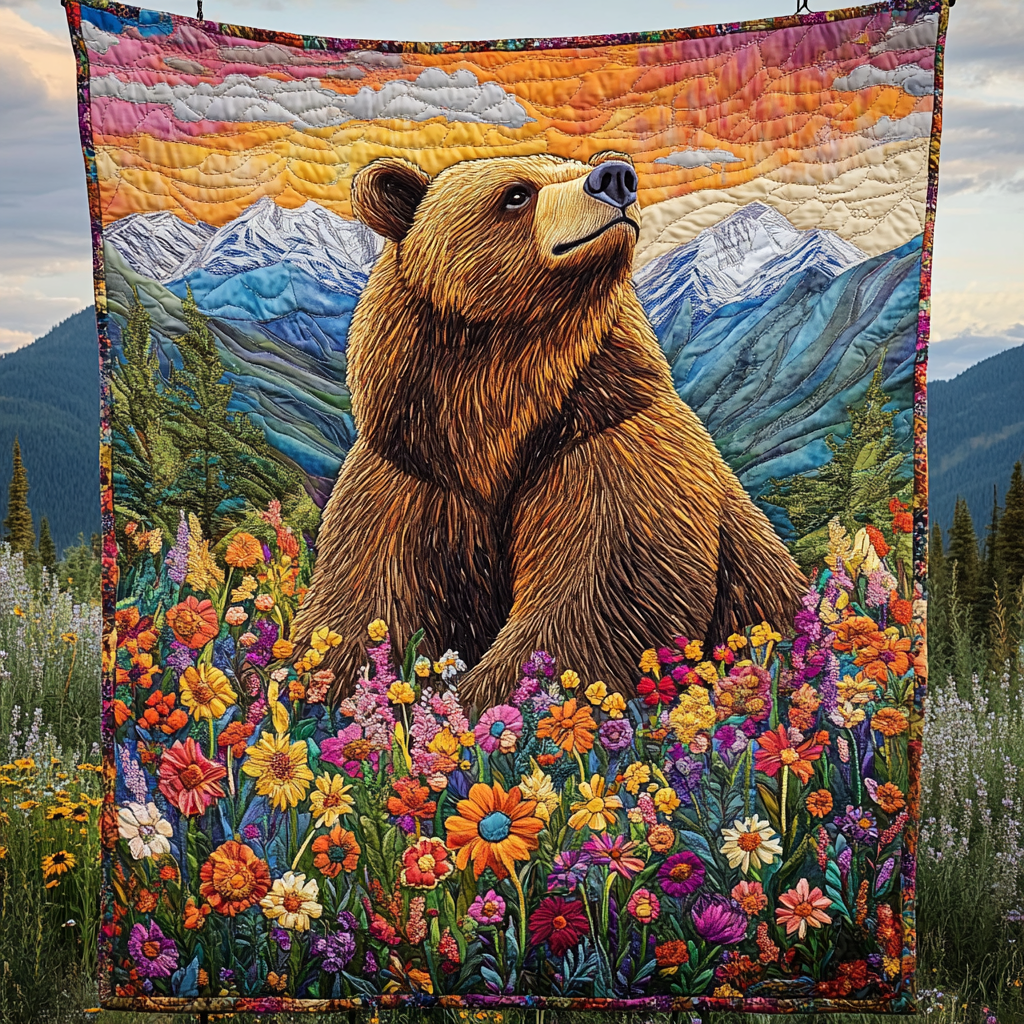 Mountain Majesty Bear Quilted Blanket