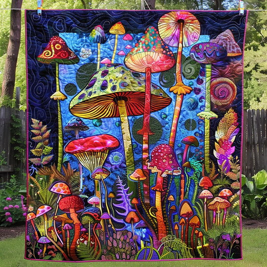 Mushroom Magic Quilted Blanket