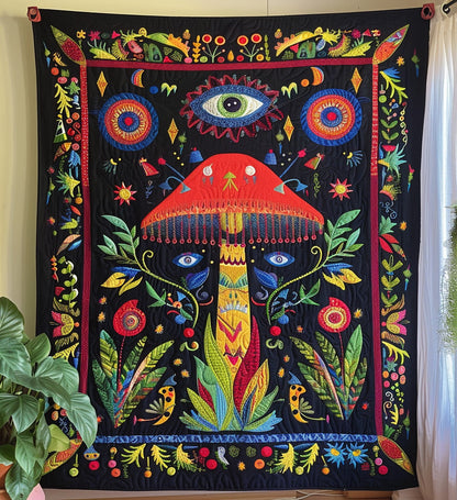 Mushroom Mania Quilted Blanket