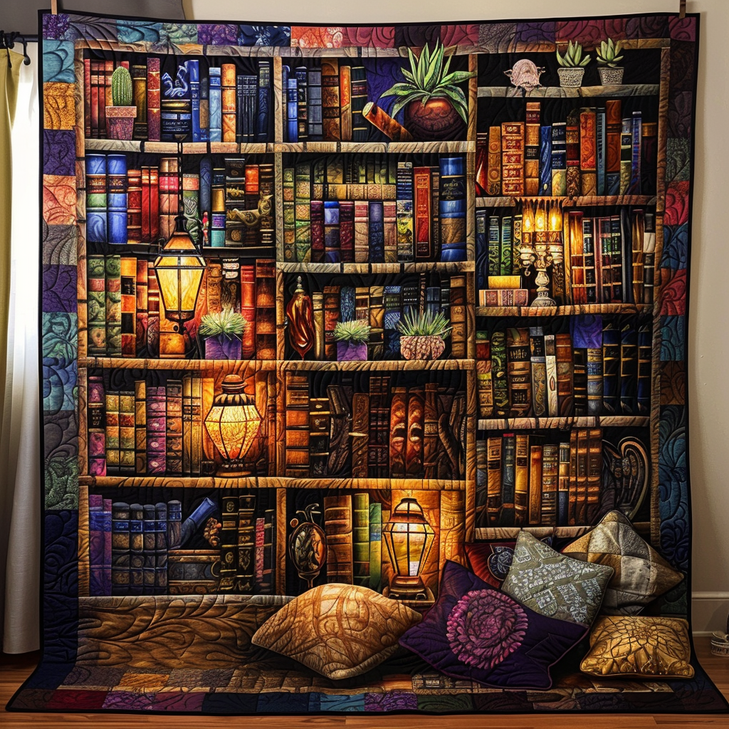 Mystic Bookshelf Quilted Blanket