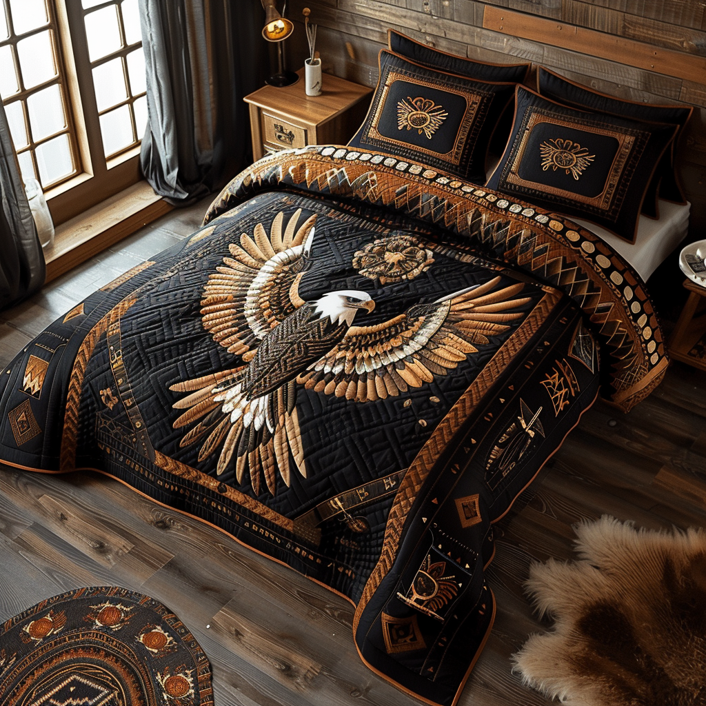 Mystic Eagle 3-Piece Quilted Bedding Set