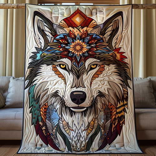 Mystic Wolf Quilted Blanket
