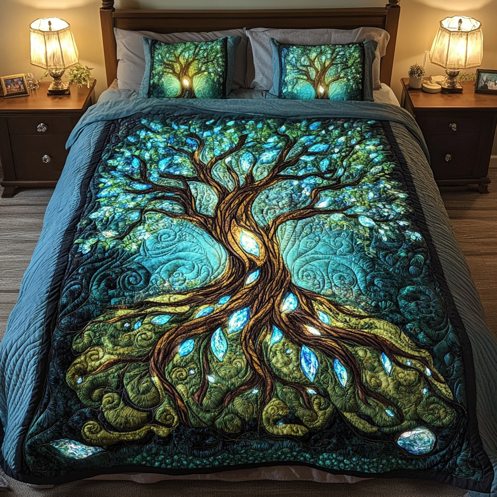 Mystic Branches 3-Piece Quilted Bedding Set