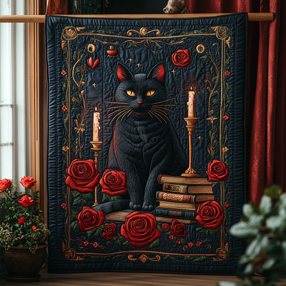 Mystic Cat Dreams Quilted Blanket