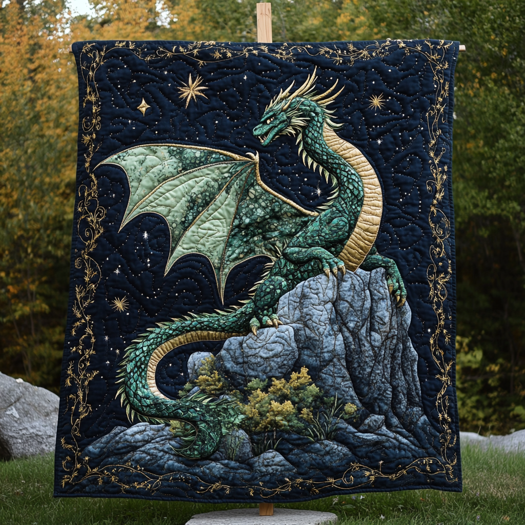 Mystic Dragon Dreams Quilted Blanket