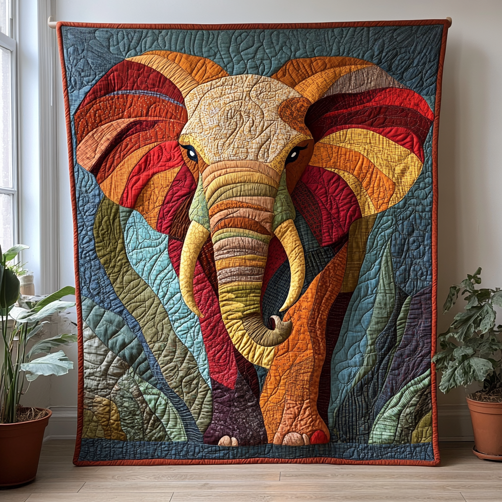 Mystic Elephants Quilted Blanket