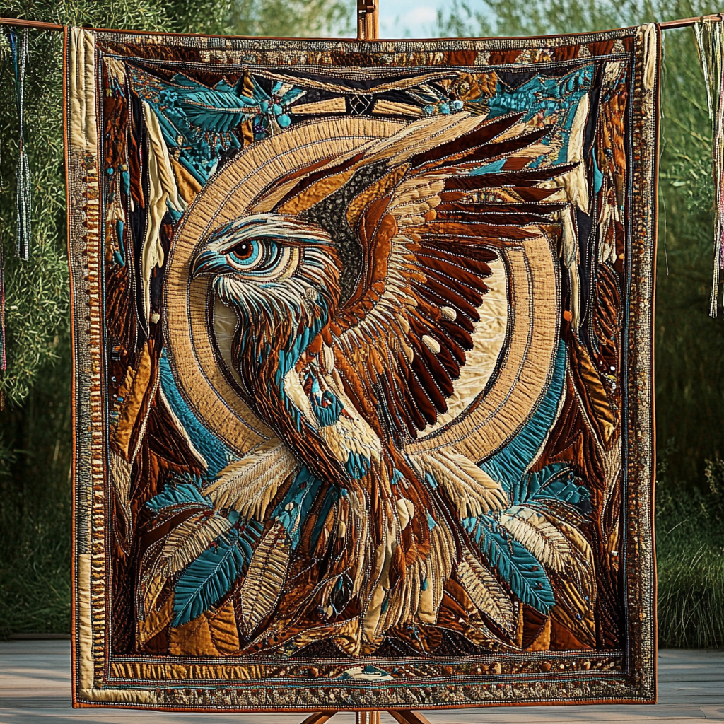 Mystic Feather Quilted Blanket