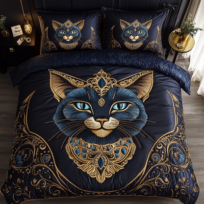 Mystic Feline 3-Piece Quilted Bedding Set