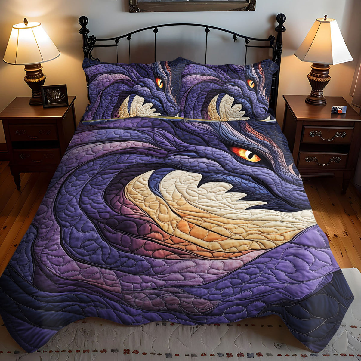 Mystic Flame 3-Piece Quilted Bedding Set