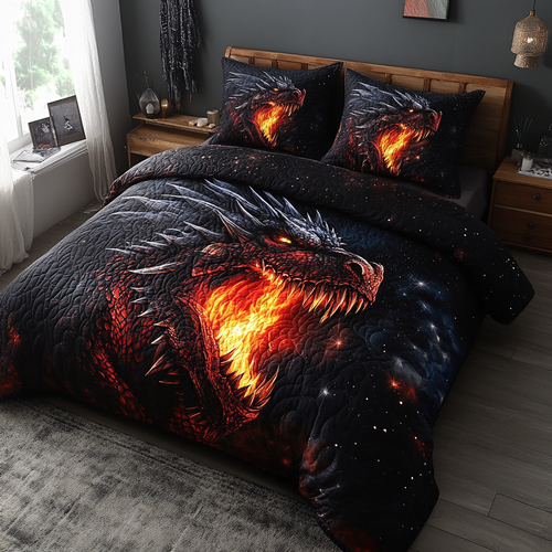 Mystic Flame 3-Piece Quilted Bedding Set