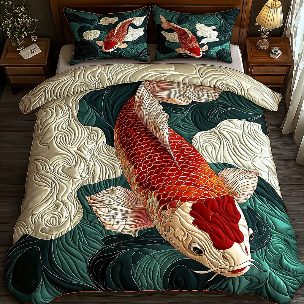 Mystic Koi 3-Piece Quilted Bedding Set