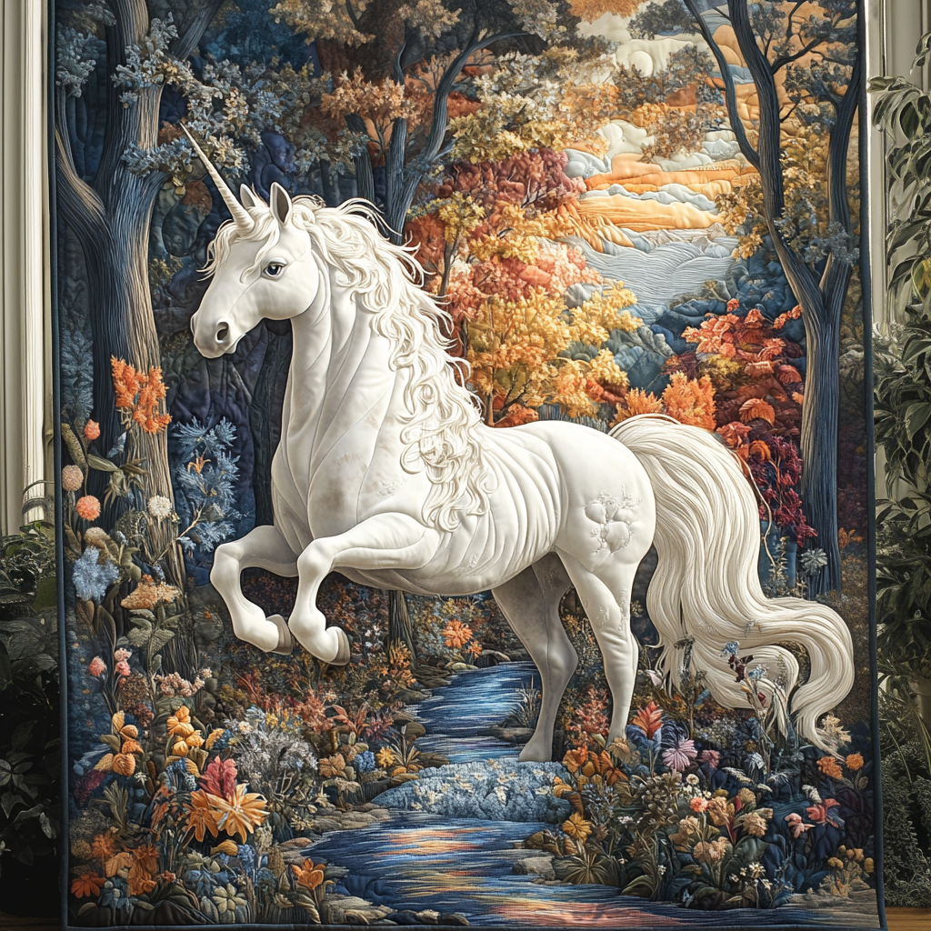 Mystic Moon Unicorn Quilted Blanket