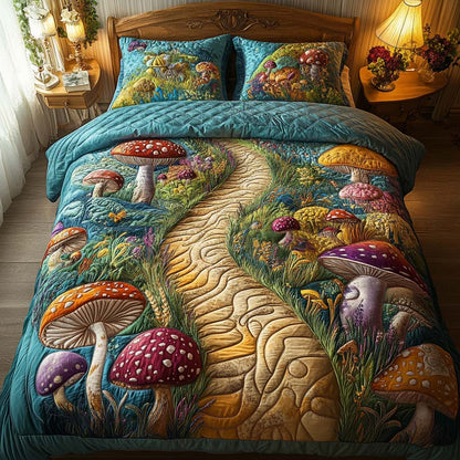 Mystic Mushrooms 3-Piece Quilted Bedding Set