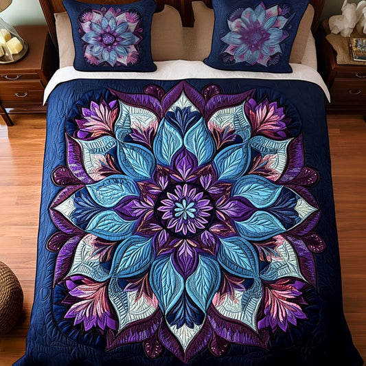 Mystic Petals 3-Piece Quilted Bedding Set
