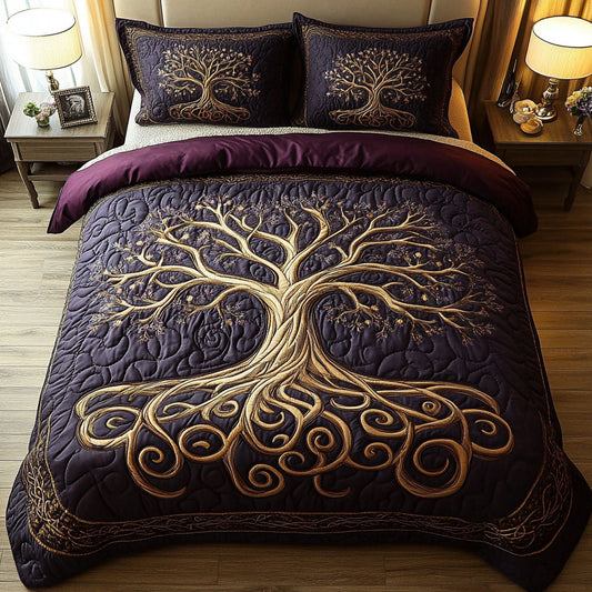 Mystic Tree of Life 3-Piece Quilted Bedding Set