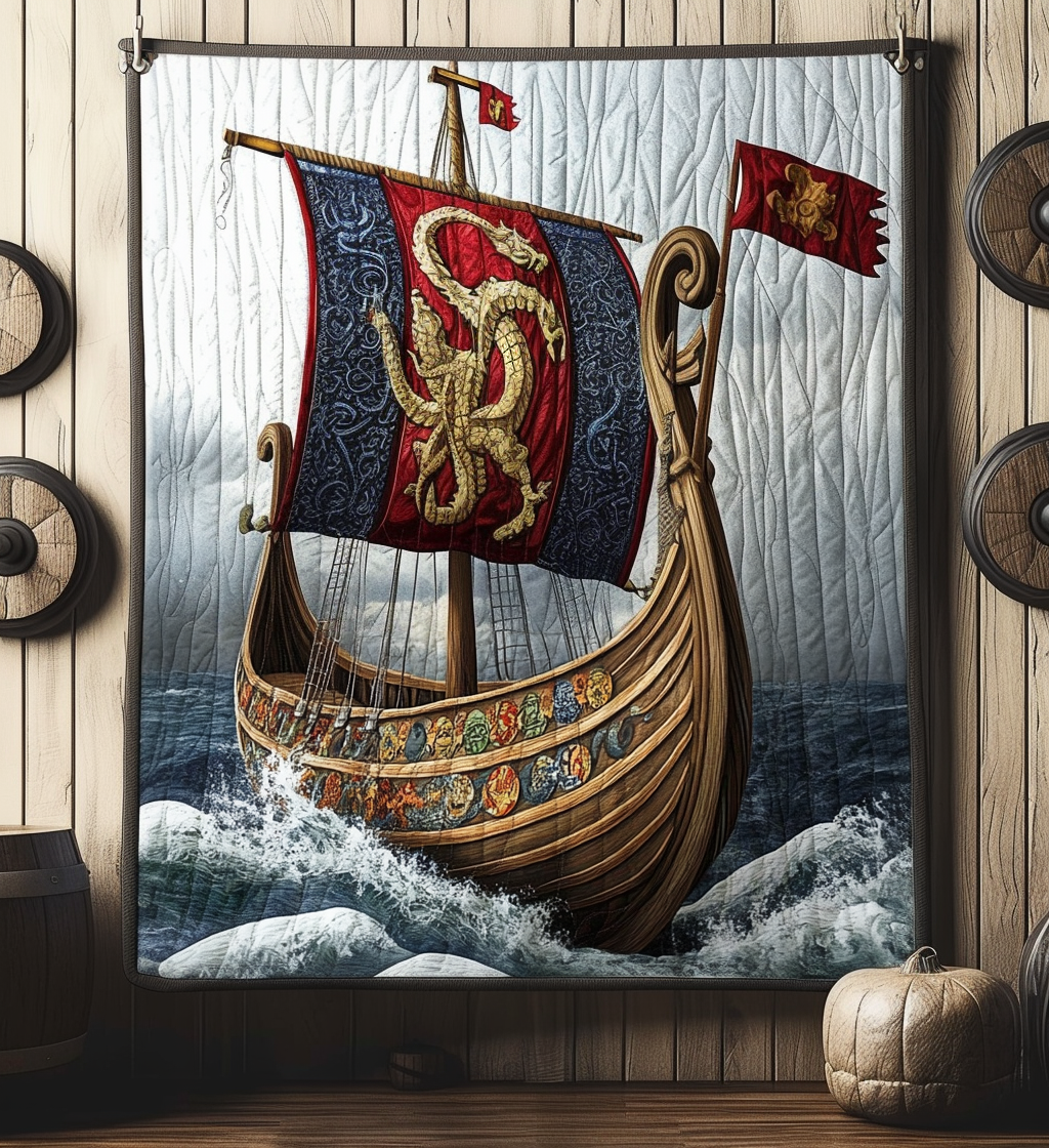 Mystic Viking Voyage Quilted Blanket