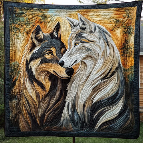 Mystic Wolves Quilted Blanket