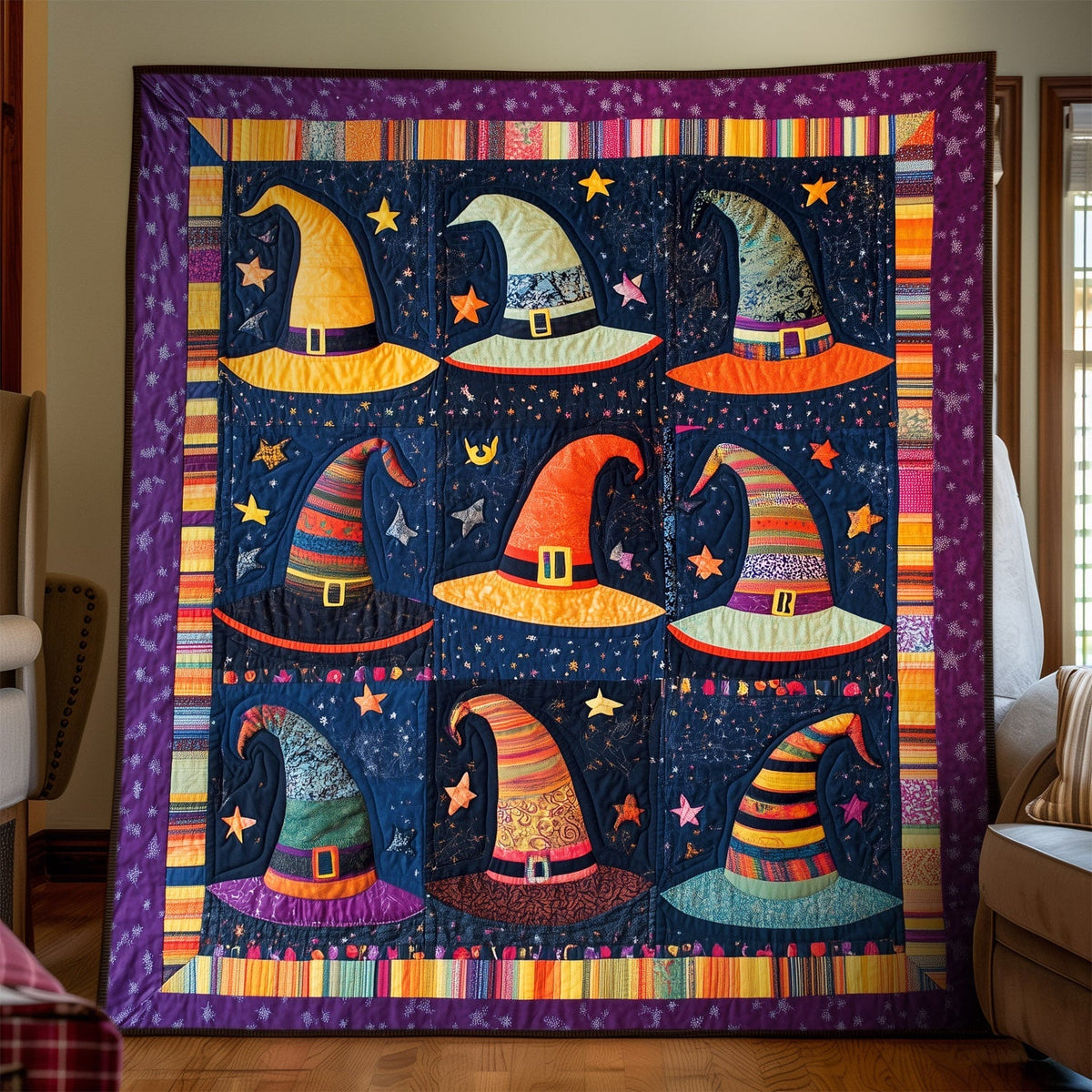 Mystical Hat Collection Quilted Blanket