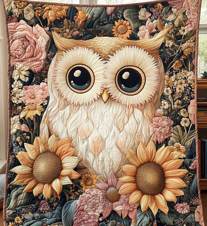 Mystical Owl Garden Quilted Blanket