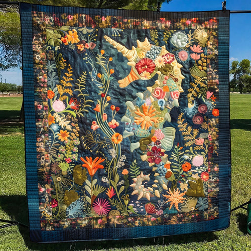 Mystical Seahorse Quilted Blanket