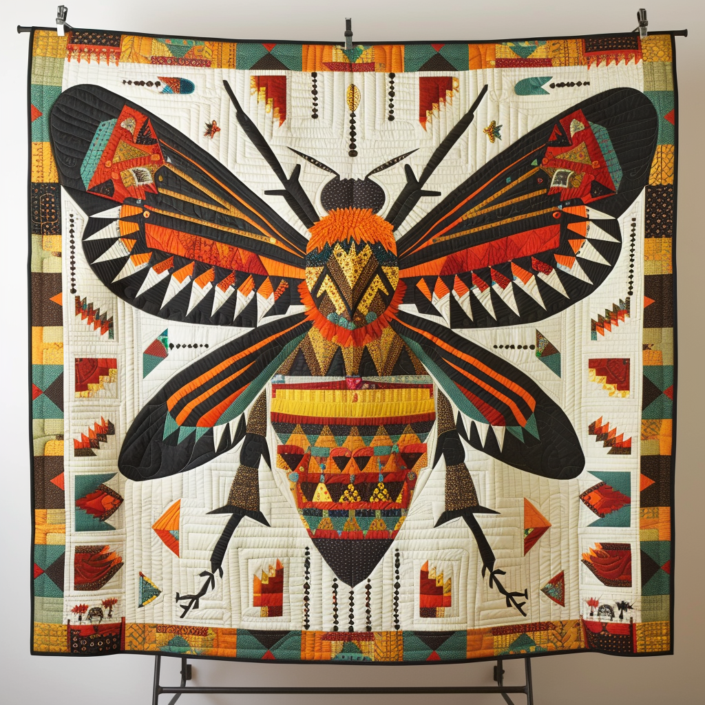 Native Bee Quilted Blanket
