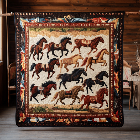 Native American Horse Quilted Blanket