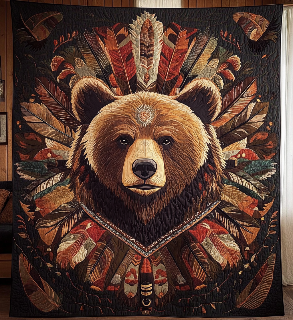 Native Bear Strength Quilted Blanket