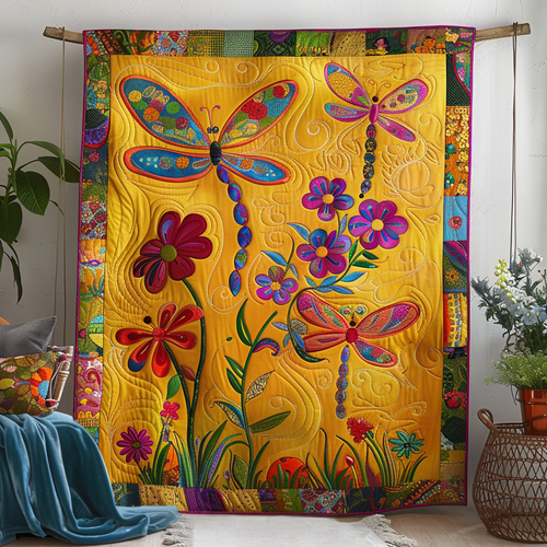 Nature-Inspired Dragonfly Quilted Blanket