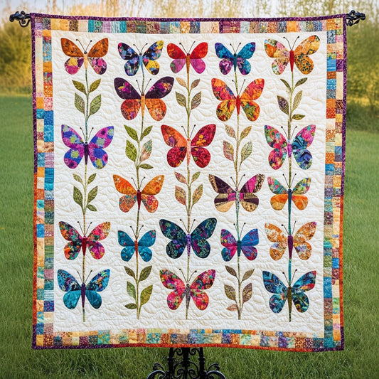 Nature Butterfly Rows Quilted Blanket