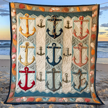 Nautical Anchors Quilted Blanket