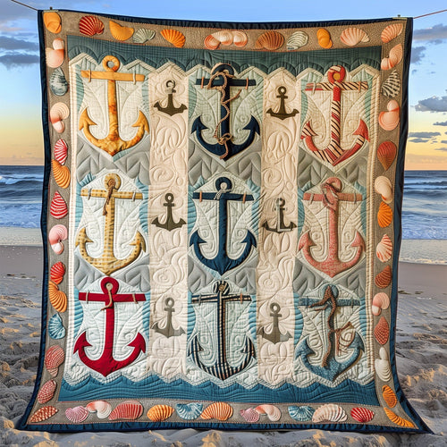 Nautical Anchors Quilted Blanket