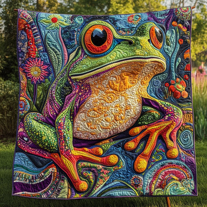 Neon Ribbit Realm Quilted Blanket