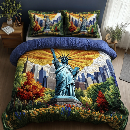 New York Flame 3-Piece Quilted Bedding Set