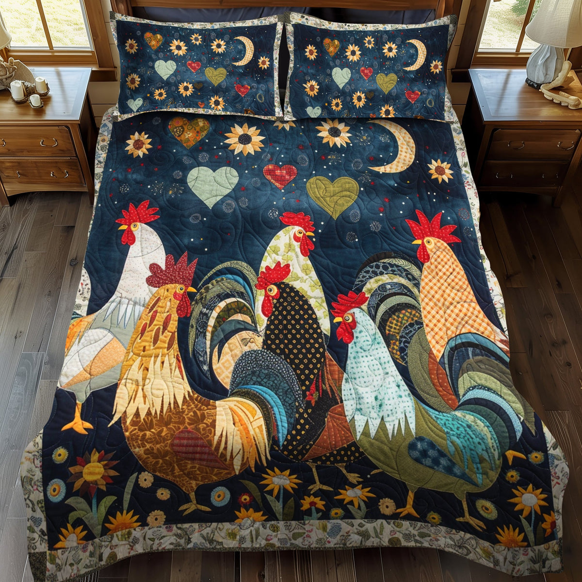 Chicken Quilted Bedding Set
