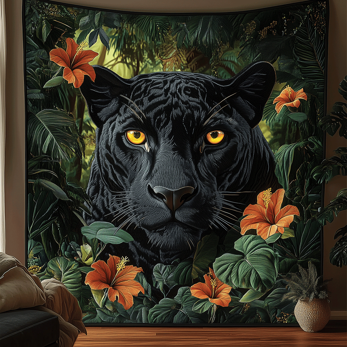 Nightfall Panther Quilted Blanket