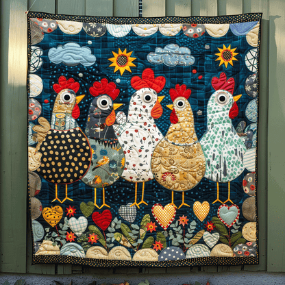 Nighttime Hens Quilted Blanket