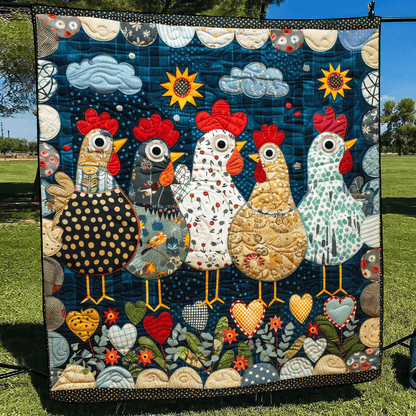 Nighttime Hens Quilted Blanket