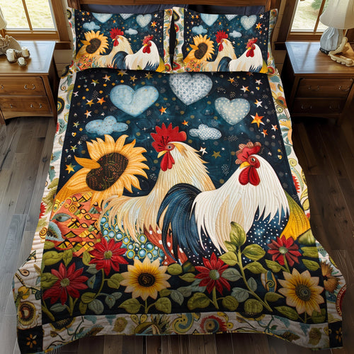 Nighty Love Chicken 3-Piece Quilted Bedding Set