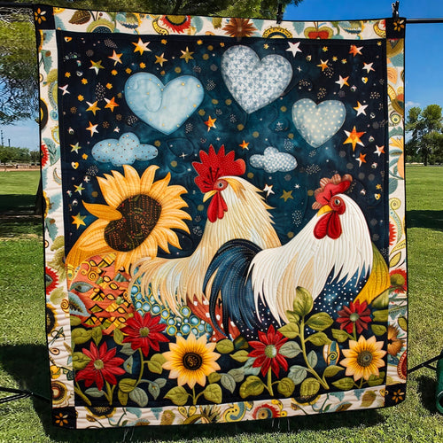 Nighty Love Chicken Quilted Blanket