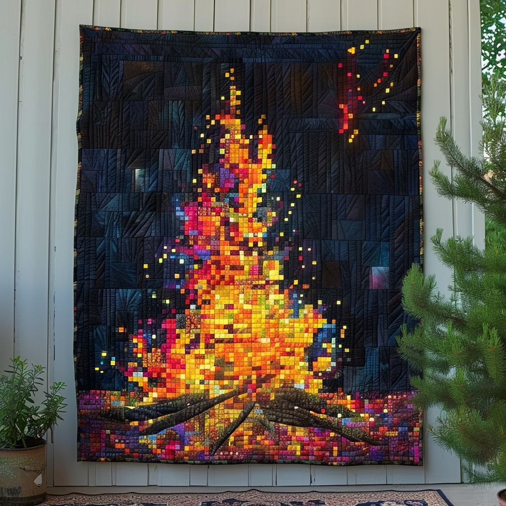 Nocturnal Fire Quilted Blanket