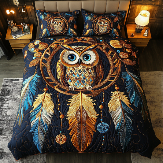 Nocturnal Guardian 3-Piece Quilted Bedding Set