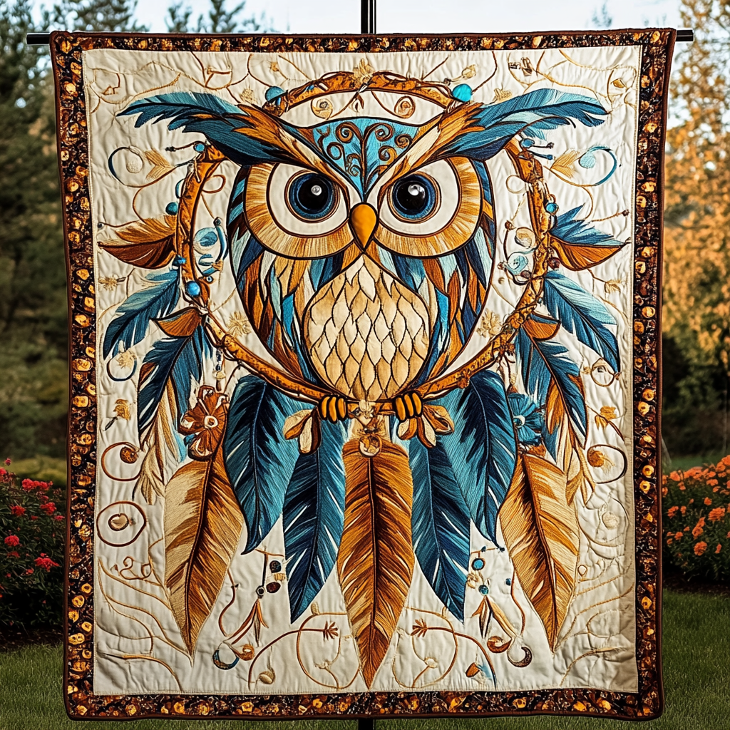 Nocturnal Guardian Quilted Blanket