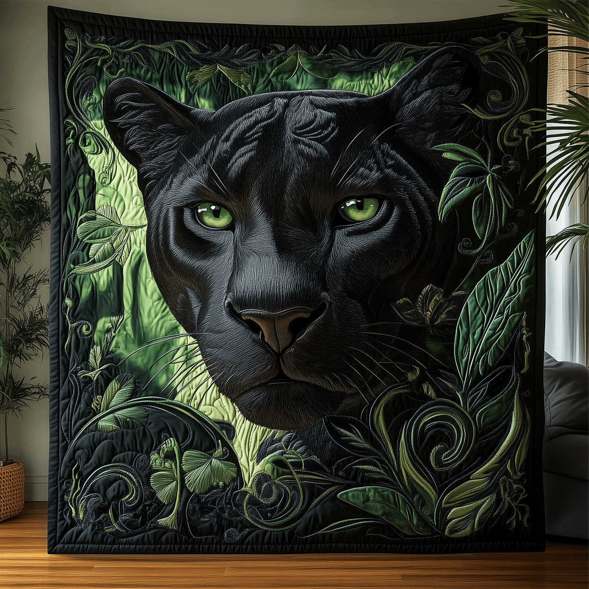 Nocturnal Panther Quilted Blanket
