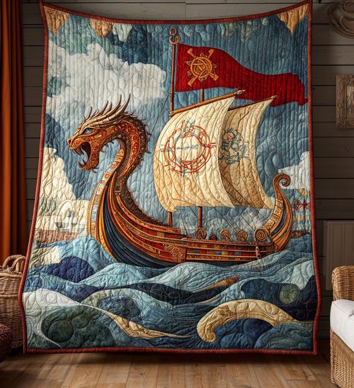 Nordic Dragon Quilted Blanket