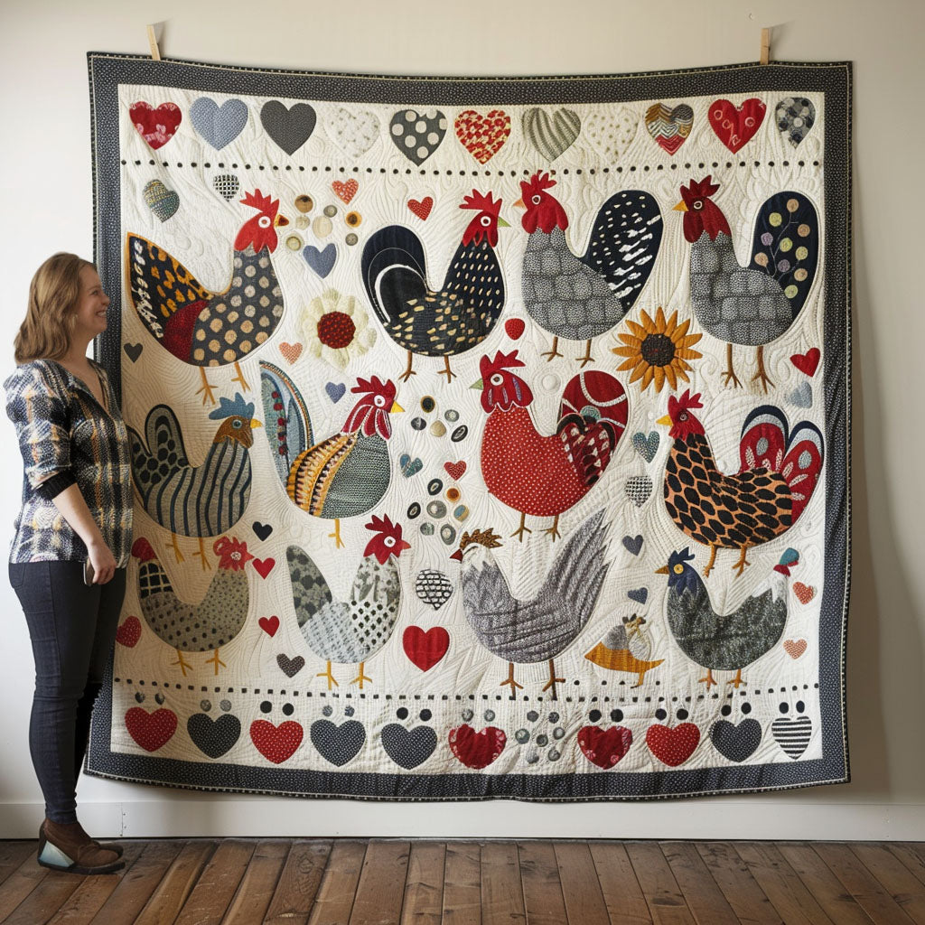 Nostalgic Hen Quilted Blanket