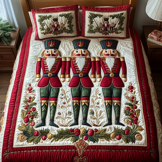 Nutcracker Holiday Spirit 3-Piece Quilted Bedding Set